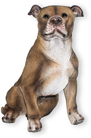colourliving lebensecht wirkende Hunde Figur Bullterrier sitzend Hund Terrier Tierfigur Hundefigur
