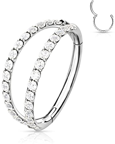 Piercing Ohr Helix Conch Clicker Ring Zirkonia Titan Gold Silber Rosegold in 8mm und 10mm und 1,2mm Stabstärke (8mm, Silber)