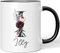 JUNIWORDS Tasse, Illy, Name Anfangsbuchstabe Initial Alphabet Floral Buchstabe I Monogramm Motiv, Schwarz (5574508)