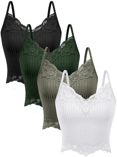 Bencailor 4 Canotte in Pizzo Canottiera Y2k Top Corto da Donna in Maglia a Costine