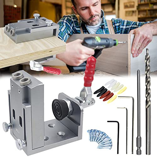 Set Dime Per Fori Tascabili, 4 In 1 Dima Foratura Per Fori Tascabili Strumento Foratura Fori A Tassello Set Dime Foratura Aiuto Alla Foratura Diagonale 10 Viti 10 Tappi Fori Tascabili 1 Punta Trapano