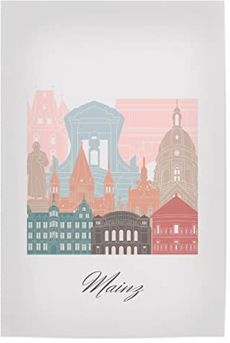 artboxONE Poster 45x30 cm Städte Mainzer Skyline im Pastellstil - Bild Mainz Boho böhmisch