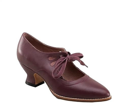 PUIOKA Zapatos Oxford de tacón Grueso con Cordones para Mujer, de Piel sintética, Informales, con Punta en Pico