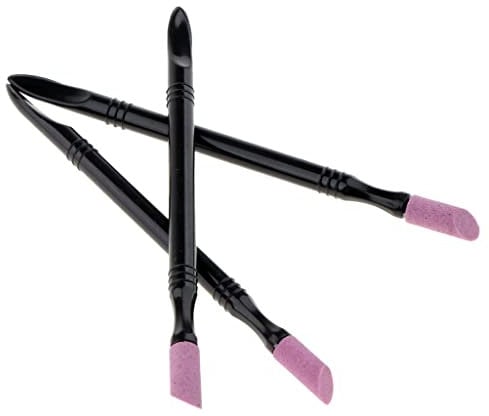 3-Pack Black Handle Quartz Stone Scrub Pen for Nail Art Cuticle Remover and Dead Skin Removal - Manicure Stick