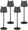 K-Bright 4 Stück LED Dimmbare Akku Tischlampe Kabellose, Wiederaufladbar 2700K Warmes Licht led Tischlampe, Tischleuchte mit USB-C, IP54 Wasserdichte, Schwarz