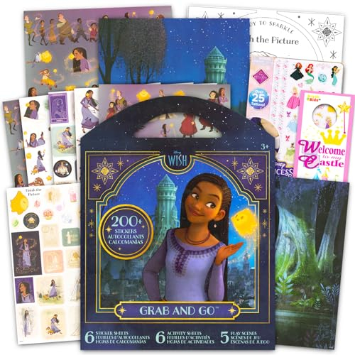 Disney Wunschaufkleber-Set für Mädchen – Bündel mit 200+ Disney Wish Aufklebern, Aktivitätsseiten und Spielszenen plus Tattoos, mehr | Disney Wish Partyzubehör für Mädchen Geburtstag