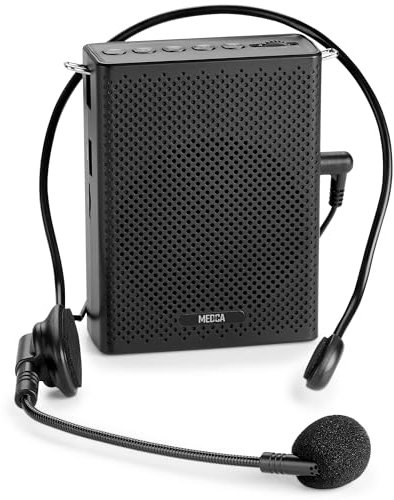 Portable Mini Voice Amplifier, Built-In Rechargeable Wired Portable Microphone and Speaker with Waist-Band, Bluetooth Megaphone PA System Supports MP3, Aux for Teachers, Trainers, Presenters