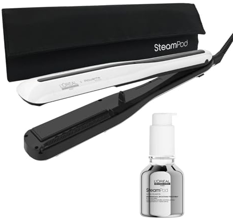 L'Oréal Professionnel Pflegeset mit SteamPod 3, All-in-One-Dampfstyler mit Case und SteamPod Glättungskonzentrat (50 ml) für Schutz vor Hitze bis 230°C und hoher Luftfeuchtigkeit, Für alle Haartypen