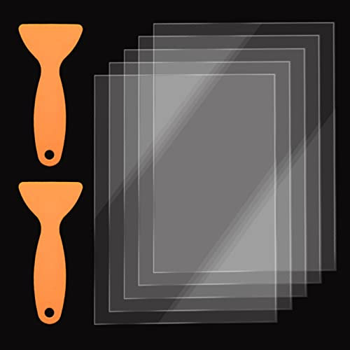5 x FEP-Folie, 200 x 140 x 0,1 mm, LCD SLA-Harzfolie für UV-DLP-3D-Drucker, mit 2 Ersatz-Kunststoffspateln