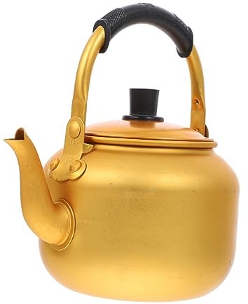 PRETYZOOM 1pc Metal Teapot Camping Tea Kettle Traditional Tea Pot Glass Tea Pot Camping Water Jug Chinese Kettle Chinese Teapot Yellow Coffee Pot Boiling Juice India Vacuum Travel