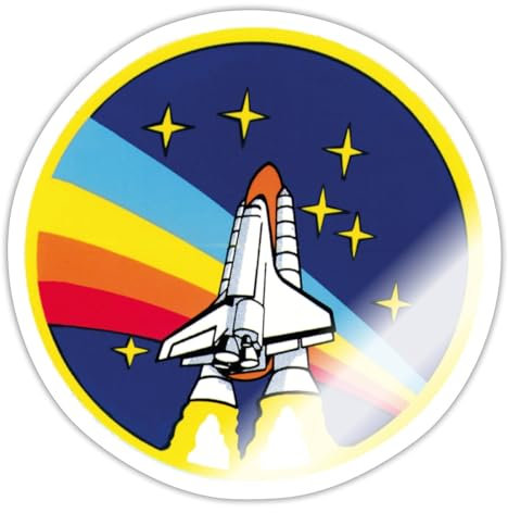Spreadshirt NASA Mission STS 27 Abzeichen Sticker Aufkleber, 10 x 10 cm, Weiß glänzend