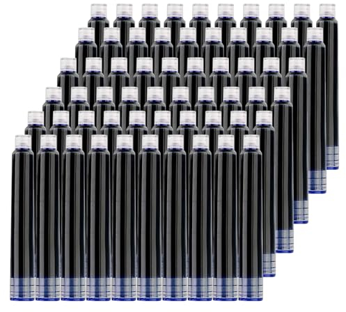 Zalantan Black Ink Cartridge for Fountain Pen Ink Cartridge Refillable Business Writing Pens Disposable Ink Pen Refills 3.4 mm Bore Diamete Set of 60 Refill