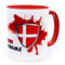 Dänemark Danmark Tasse mit Namen personalisiert Denmark Wappen dänische Flagge Fahnen Fanartikel Produkte 2025 Becher Geschenk Mann Frau Geburtstag Fussball dansk krus Kop Produkte Keramik 330 ml
