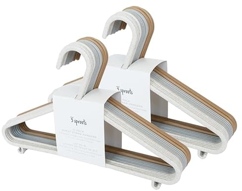 3 Sprouts - Kleiderbügel für Kinder – Baby und Kleinkinderkleidung - Nachhaltige Kleiderbügel aus Weizenstroh Kunststoff, Kinder-Kleiderbügel, 30 Stück - Verschiedene - Creme + Grau + Braun