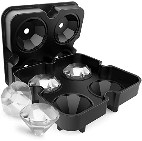 Moldes para cubitos de hielo en forma de diamante FaJoek 4 huecos de Bandejas de Cubitos de Hielo, bandeja de bolas de hielo para bricolaje de 4 ranuras, para enfriar cócteles de whisky (Diamante)
