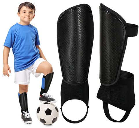 Schienbeinschoner Kinder Fussball, S-L, Schienbeinschoner Unisex Erwachsene mit Gepolstertem Knöchelschutz, Verstellbare rutschfeste Beinschoner Verlängerte, Schienbeinschoner für Jungen Mädchen (S)