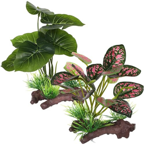 Toddmomy Small Plants for Fish Tanks - 2Pcs Small Plants Fish Tank Decorations Durable and Eco-Friendly