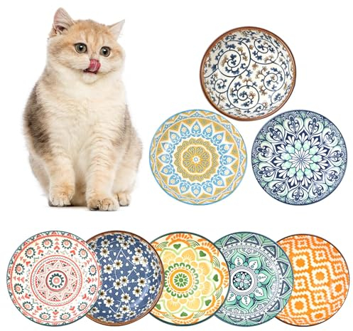 Galerie SV 8 Stück Futternapf für Katzen - Napfset Keramik - Erhöhter Fressnapf - Weiss (Farbmuster)