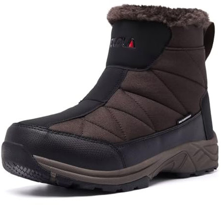 TLOLA Chaussures d'hiver pour homme - Imperméables et chaudes - Doublure chaude - Antidérapantes - Chaussures de randonnée - Chaussures de trekking - Pour le travail, le ski, la pêche - Chaussures