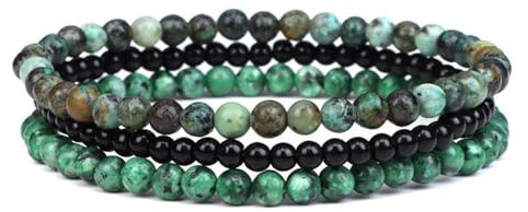 APMGONT Edelsteine Stretch Armband, 3 Stück Naturstein Perlen Stretch Armbänder, 4mm Damen Edelstein Armband, Chakra Armbänder Steine, Naturstein Armbänd Set für Frauen Männer Teens (G)