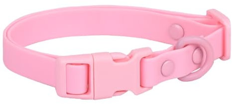 FUNAT Collare per Cani Inciso in PVC A Prova di Ruggine, Impermeabile e Resistente Alla Sporcizia in Silicone Collare per Cani Rosa Unisex Tinta Unita