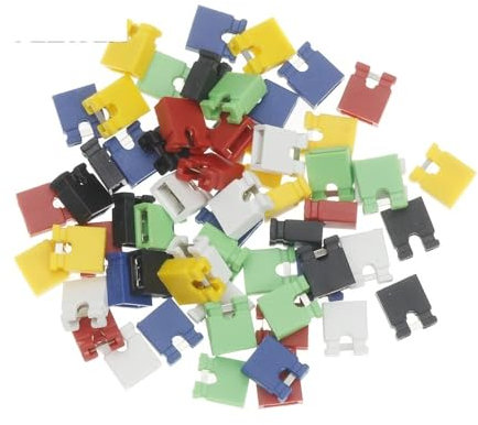 60Pcs Colorful Pin Header Standard Computer Jumper Blocks Connector 2.54 mm 3 1/2 Hard Disk Drive Motherboard Expansion Card OSBCMZGE(10 for Each Color)