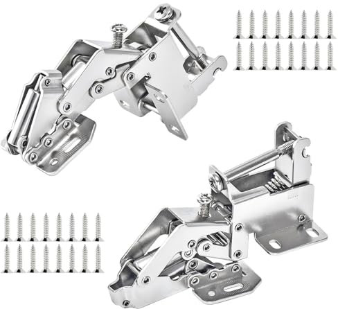 Qrity 2 PCS Soft Close Cabinet Hinges, 90 Degree Up Flap Hinges for RV Camper Van Motorhome Caravan, with Hydraulic Damper