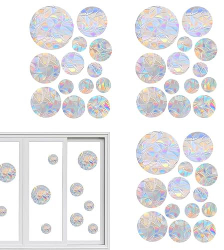 39 Prisma Fensteraufkleber, Sonnenfänger Fenster, Prisma Fensteraufkleber, Vogel Anti Kollisions Fenster Aufkleber, Fensteraufkleber Vögel Anti Kollision, Suncatcher, Stoppt Vögel.