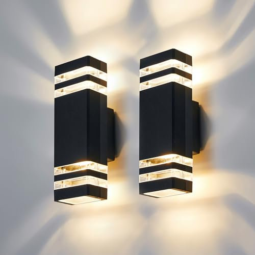 CELAVY LED Wandleuchte Wandlampe aussen außen 2 Stück, IP65 Außenlampe Aussenlampe Wand, GU10 Up Down Außenleuchte Aussenleuchte Außenwandleuchte Außenbeleuchtung Hauswand Terrasse Haus, Schwarz