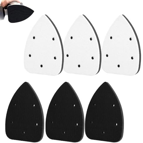 5 Holes Sander Sandpaper Backing Pads, 6 Pcs Mouse Sanding Interface Pad Sponge Triangle Sanding Pads Hook and Loop Impact Resistant Low Noise