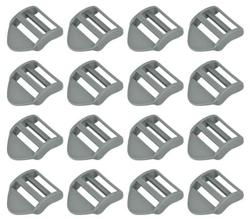 sourcing map 16Pcs Plastic Ladder Slider, 1 (25mm) Gray Adjustable Lock Buckles Tension Lock Tri-Glides for Belt Backpack Straps Parts Replacement