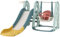 DREAMADE Toboggan Enfants 4 en 1 pour 18+ Mois, Toboggan et Balançoire Réglable en Hauteur, Escalier, Panier de Basket et Ballon, Pompe, Aire de Jeux Intérieure (Vert&Jaune)