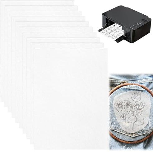 Bedruckbare Stickereipapier, 10 Blätter Stickerei Transferpapier, Stickfolie Bedruckbar, Maschinen Stickvlies, WasserlöSlich, Geeignet für Anfänger, zum Sticken, Drucken Oder Zeichnen von Mustern