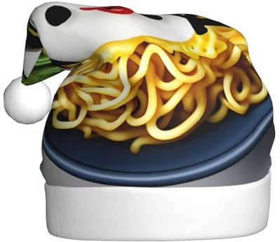 BGSHJVF Ramen Ei Nudeldruck Weihnachtskappe leere Mütze für Erwachsene Uni bequeme Weihnachtshut für Neujahrsfeier