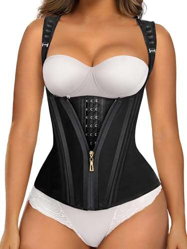 SHAPERX Waist Trainer Women Body Shaper with Steel Boned Corset Hourglass Underbust Tummy Control Waist Cincher Sport Girdle