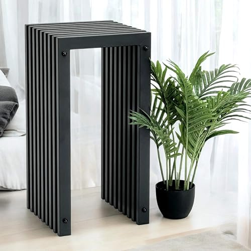 DanDiBo Lamellenhocker Hocker Metall Schwarz Eckig Base 65 cm Massiv Modern Beistelltisch Lamellen (Höhe 65 cm/L)