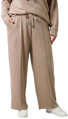 EVANS Curve Natural Brown Luxe Wide Leg Joggers - Women's - Plus Size Curve