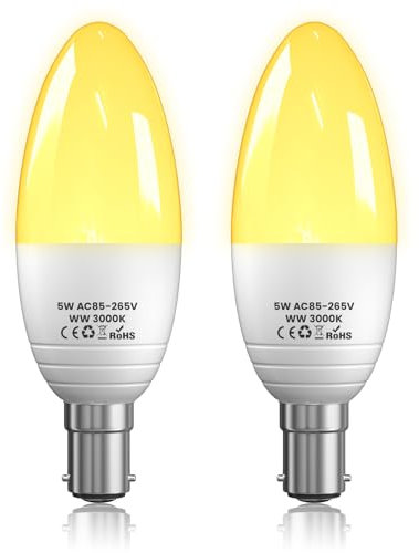 Klarlight LED Dusk to Dawn Light Sensor Bulb 5W B15 280LM Auto On Off Bulb for Indoor Outdoor Courtyard Porch Garage Garden Warm White 3000K Pack of 2