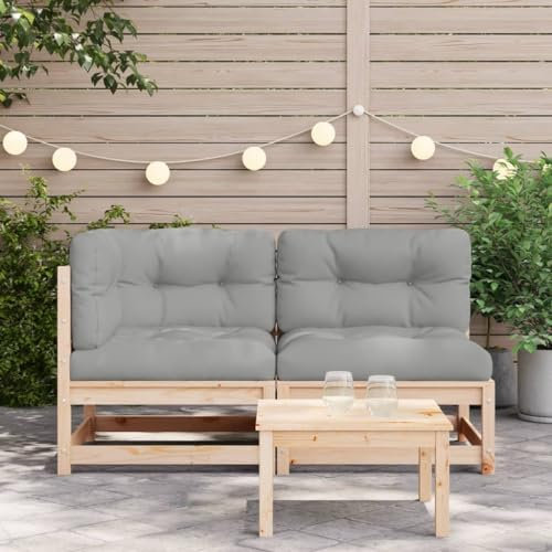 Modulares Gartensofa-Set für den Außenbereich, mit Kissen, 2-Sitzer, Terrassenmöbel-Set, braun, massives Kiefernholz, Outdoor-Lounge-Set, Gartenmöbel, Outdoor-Sofa, modulare Couch, Gartendekoration