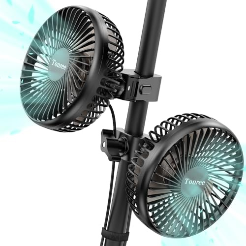 Tonree Paquete de 2 ventiladores de tienda de cultivo, ventilador de clip de invernadero de 5.5 pulgadas con motor sin escobillas y abrazadera antideslizante, fuerte flujo de aire y bajo ruido
