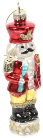 HEALEEP Christmas Nutcracker Glass Ornament Unique Soldier Design for Festive Tree Decoration Versatile Holiday Decor for Home Office Party Centerpieces Easy to Clean Maintain