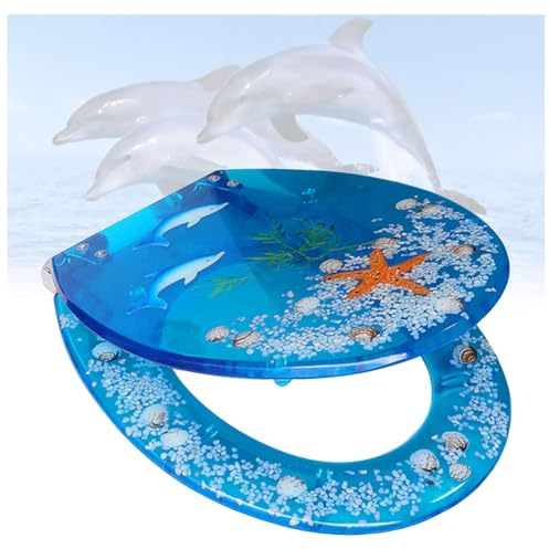 Klodeckel mit Absenkautomatik, Toilettensitz mit Tropischen Fischen Transparente 3D-Effekte Dekorative, Schnellbefestigung, Toilettendeckel, WC Sitz Inkl Montagematerial