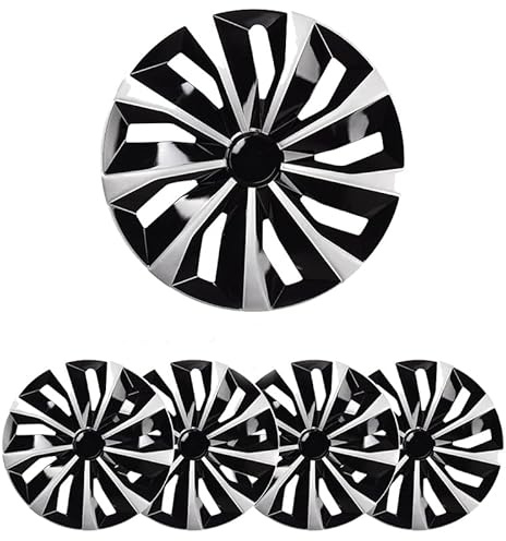 Alvorox Radzierblenden 15 Zoll, Radkappen 4er Set Schwarz Silber, ABS, Clip-Installation