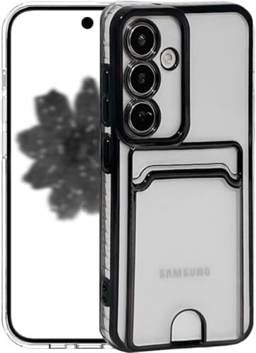 Riccase for iPhone XR Clear Case with Card Holder, Shockproof Transparent Soft TPU Protective Bumper Slim Cute for iPhone XR Phone Cases, Black