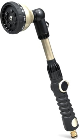 rainfactory Gießstab für Garten [10 Sprühmodi] Metall-Brausestab, langer Aluminium Comfort-Stab | Gartenbrause mit Messingadapter für schnelle Befestigung | Multibrause für Blumendusche & Beete