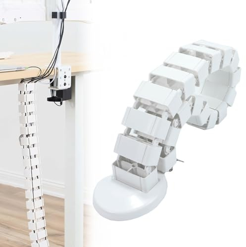 Colonne Vertebrale Cable Management Matériau épaissi | Goulotte Flexible 125 cm Gestion des Câbles de Bureau - Organisateur de Câbles pour Bureau Fixe et Réglable en Hauteur