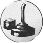 S.B.J - Sportland Pokal/Medaille Emblem, Motiv Eisstockschießen, Durchmesser 50 mm, Silber