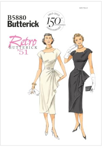 Butterick Patterns B5880 Size A5 6 - 8 - 10 - 12 - 14 Misses' - Misses' Petite Dress and Belt, White