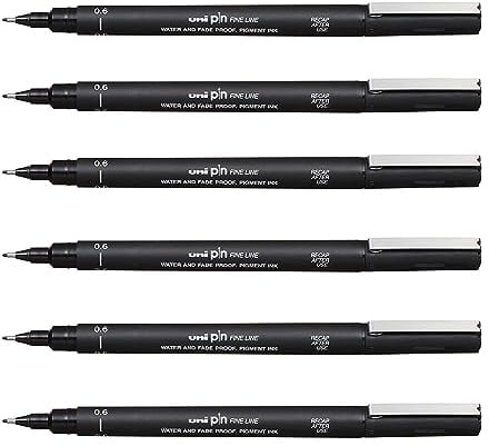 UNI-BALL PIN DRAWING PEN FINELINER ULTRA FINE LINE MARKER 0.6mm Black Ink - [Pack of 12]