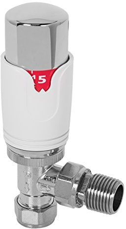 Warmehaus 15mm Angled Chrome/White Thermostatic Radiator Valve